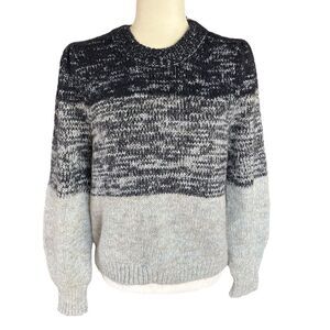 Banana Republic Pullover Sweater Merino Wool Alpaca Crew Neck Blue Stripe Large